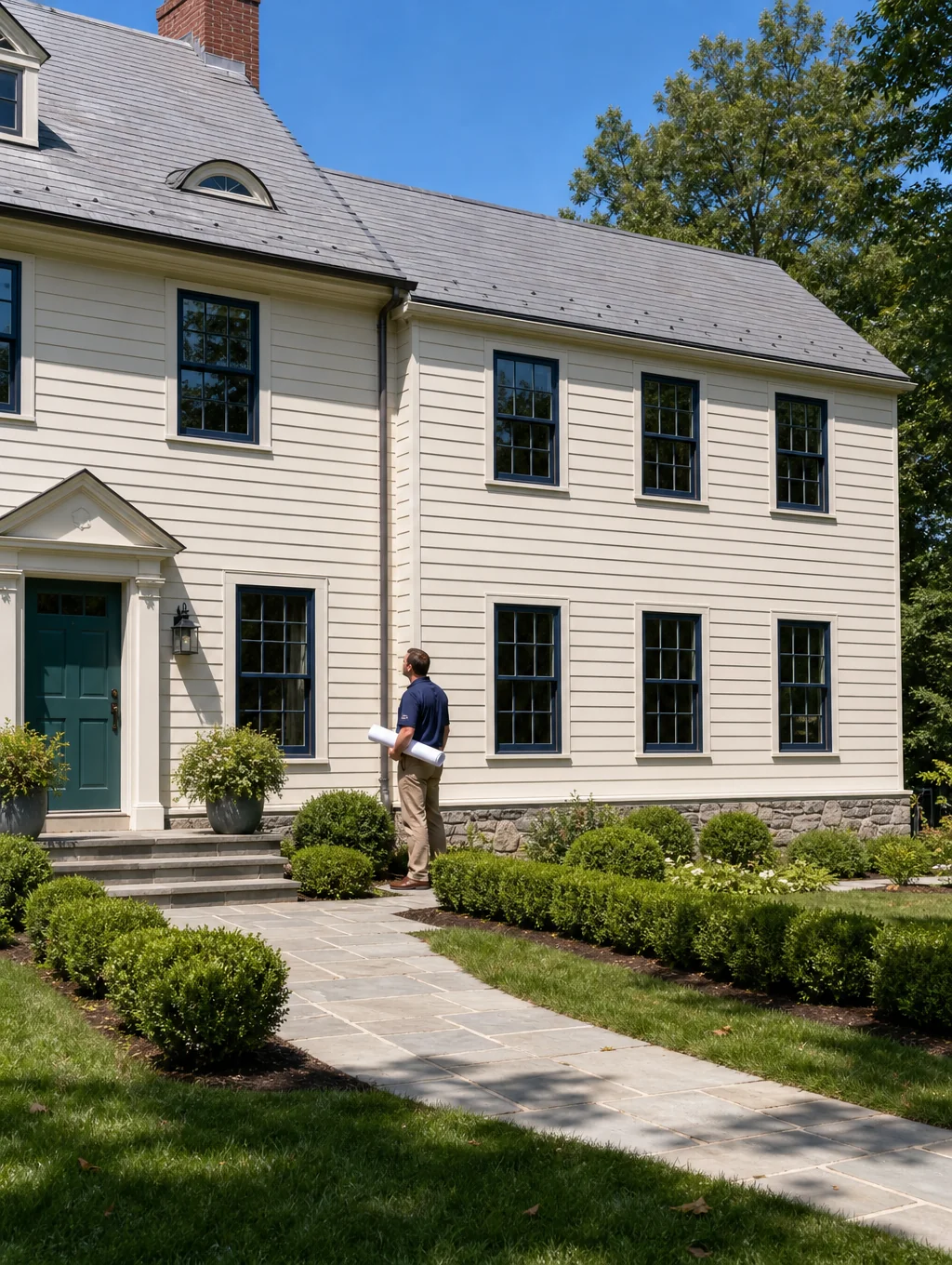 Exterior view of a newly completed custom residential home addition on a Georgia residence in natural daylight